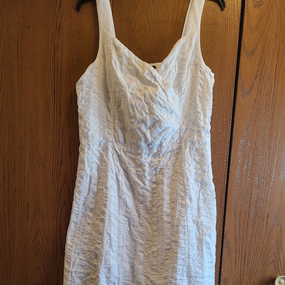 Lands End Seersucker White Sundress Sz 12